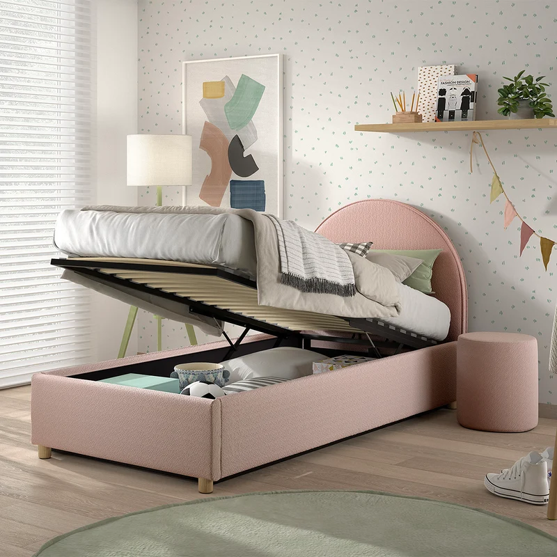 Lit coffre 90x200 sommier inclus Vipack Moon Rose