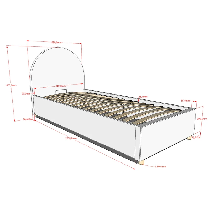 Lit coffre 90x200 sommier inclus Vipack Moon Rose