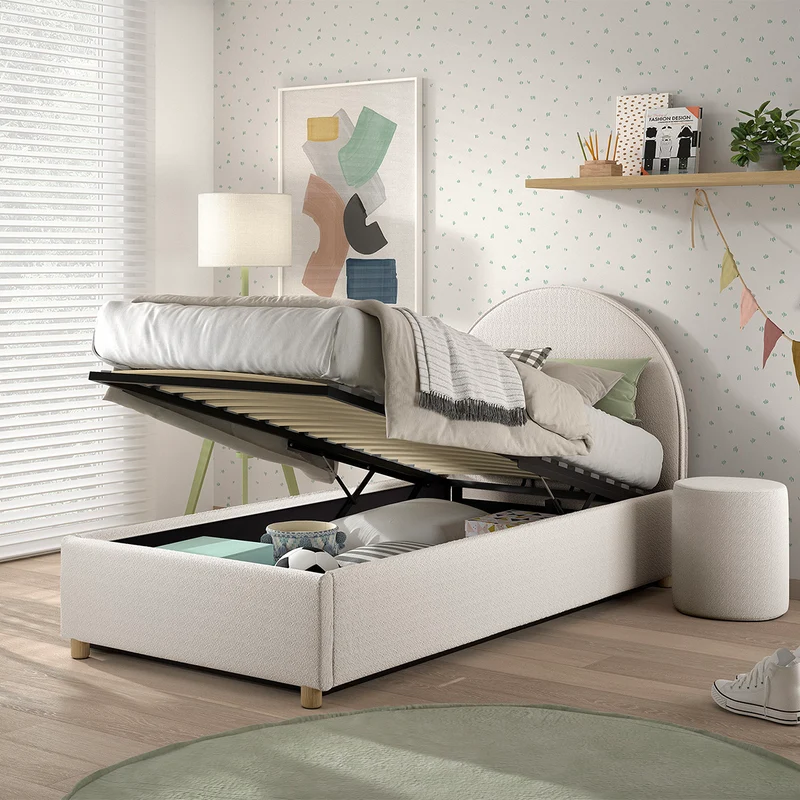 Lit coffre 90x200 sommier inclus Vipack Moon Blanc