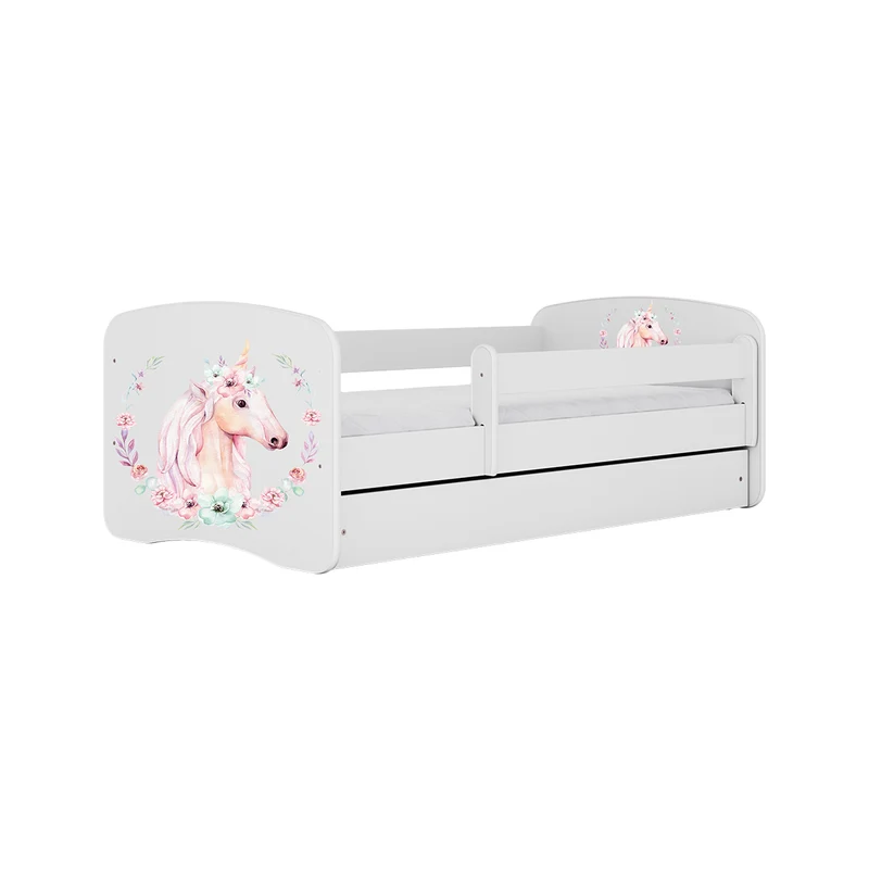 Lit 80x160 sommier et tiroir inclus Kocot Kids Babydream Licorne - Blanc