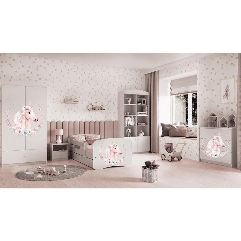 Lit 80x160 sommier et tiroir inclus Kocot Kids Babydream Licorne - Blanc