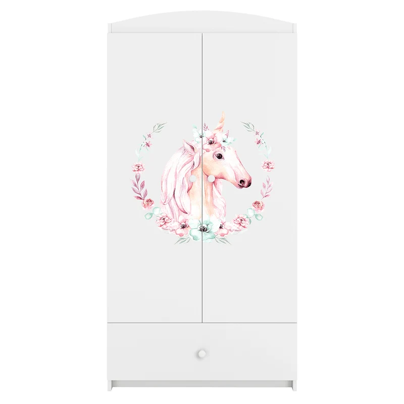 Armoire 2 portes 1 tiroir Kocot Kids Babydream Licorne - Blanc