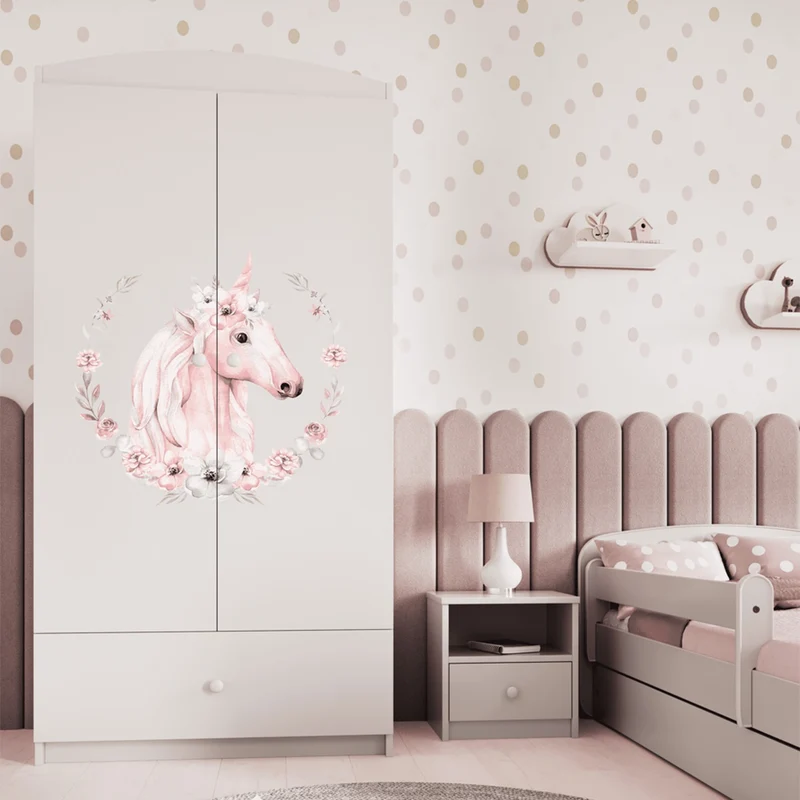Armoire 2 portes 1 tiroir Kocot Kids Babydream Licorne - Blanc