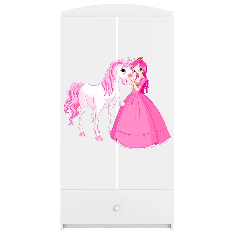 Armoire 2 portes 1 tiroir Kocot Kids Babydream La princesse et le cheval - Blanc