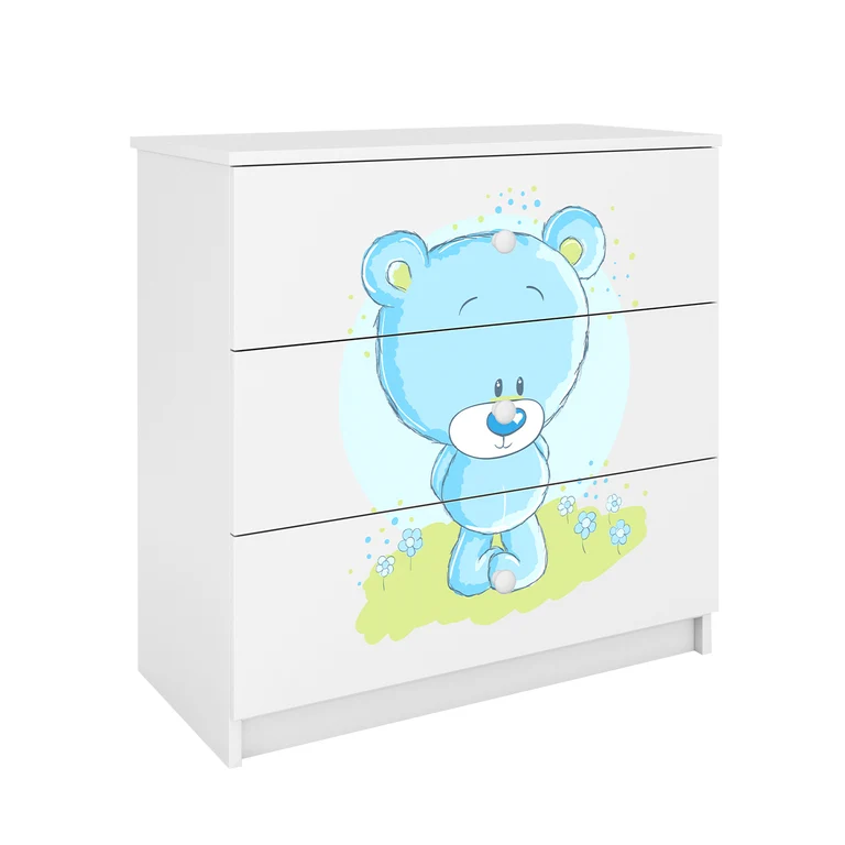 Commode 3 tiroirs Kocot Kids Babydream Ourson bleu - Blanc