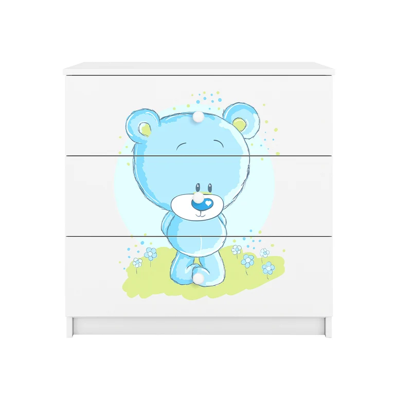 Commode 3 tiroirs Kocot Kids Babydream Ourson bleu - Blanc