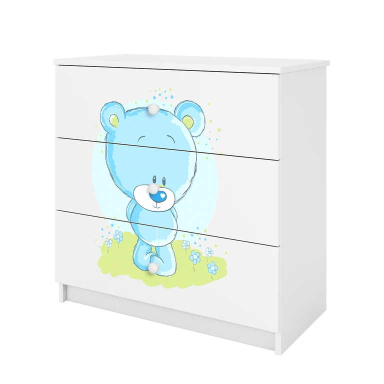 Commode 3 tiroirs Kocot Kids Babydream Ourson bleu - Blanc