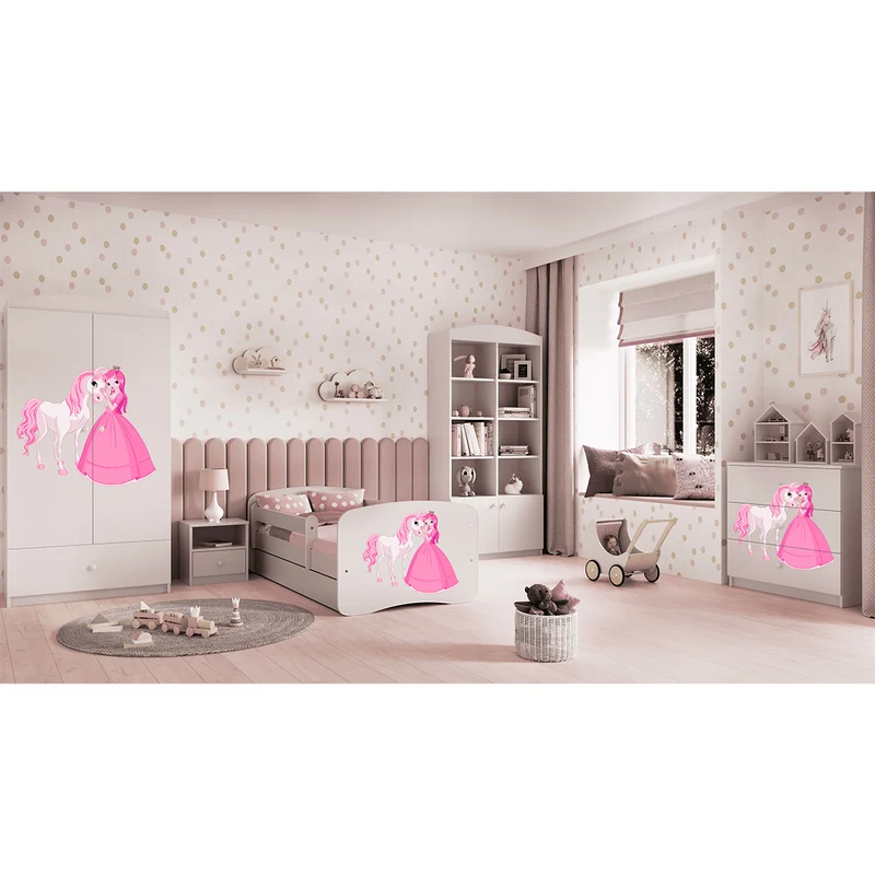 Commode 3 tiroirs Kocot Kids Babydream La princesse et le cheval - Blanc