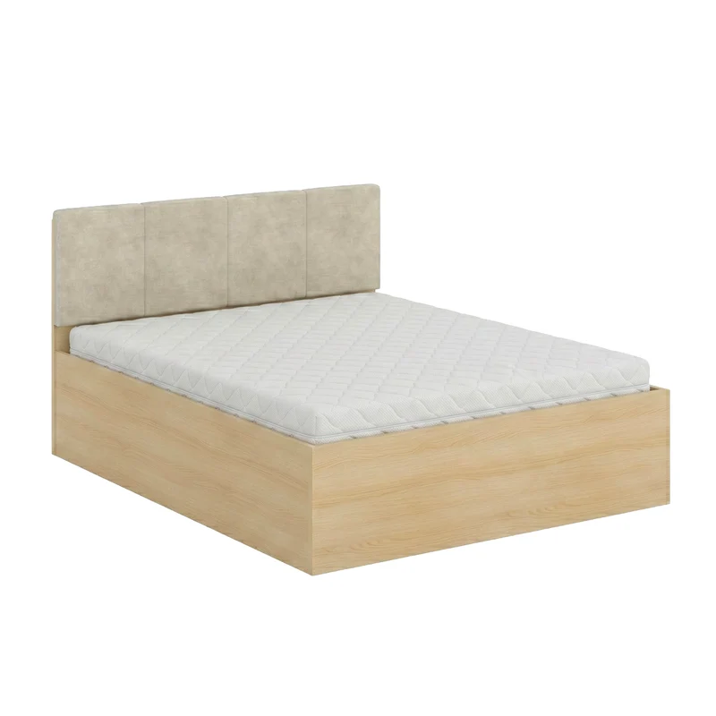 Lit 160x200 sommier inclus Téana Bois et Beige