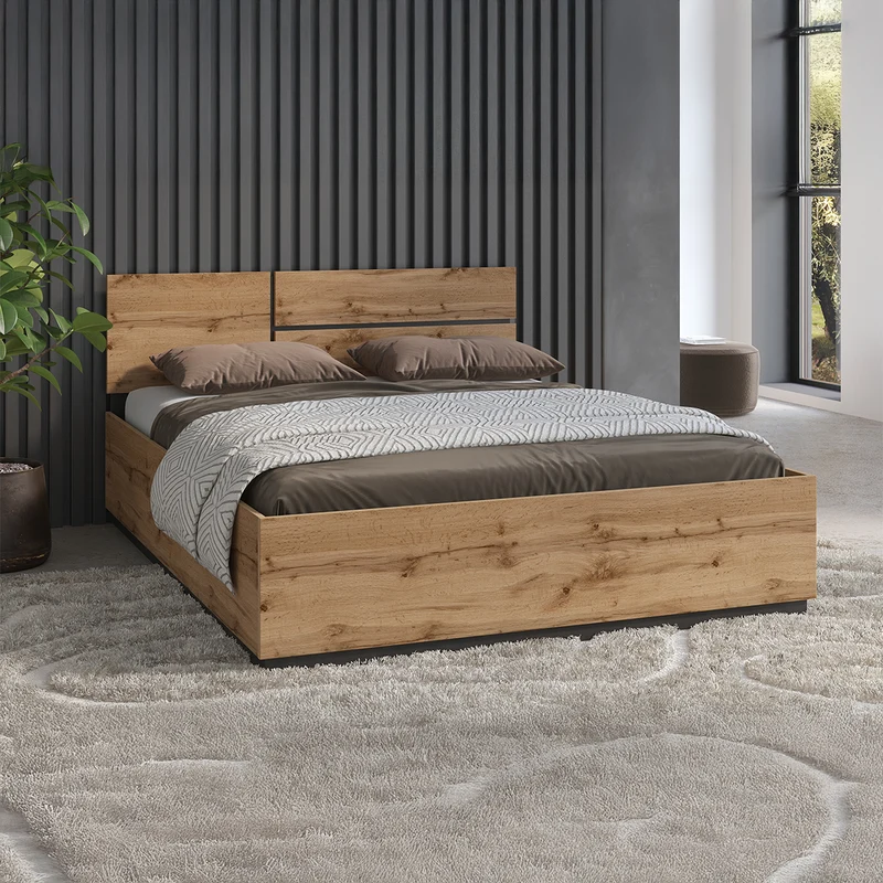 Lit 160x200 sommier inclus Lilia Bois