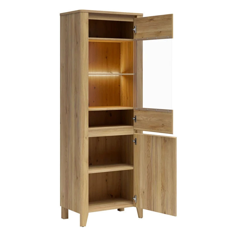 Vitrine 2 portes LED inclus Samara Bois