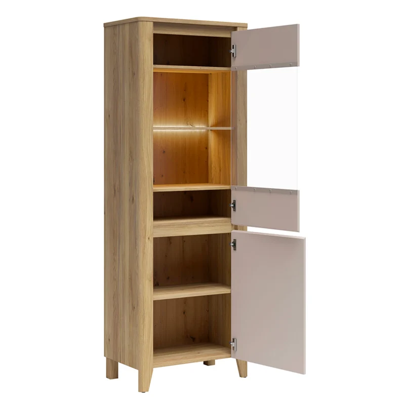 Vitrine 2 portes LED inclus Samara Bois et Cachemire