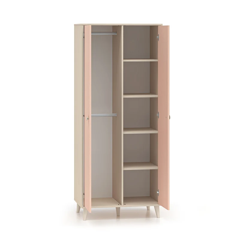 Armoire 2 portes Alycia Beige et Rose