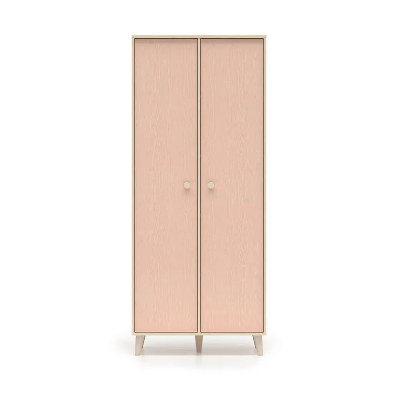 Armoire 2 portes Alycia Beige et Rose
