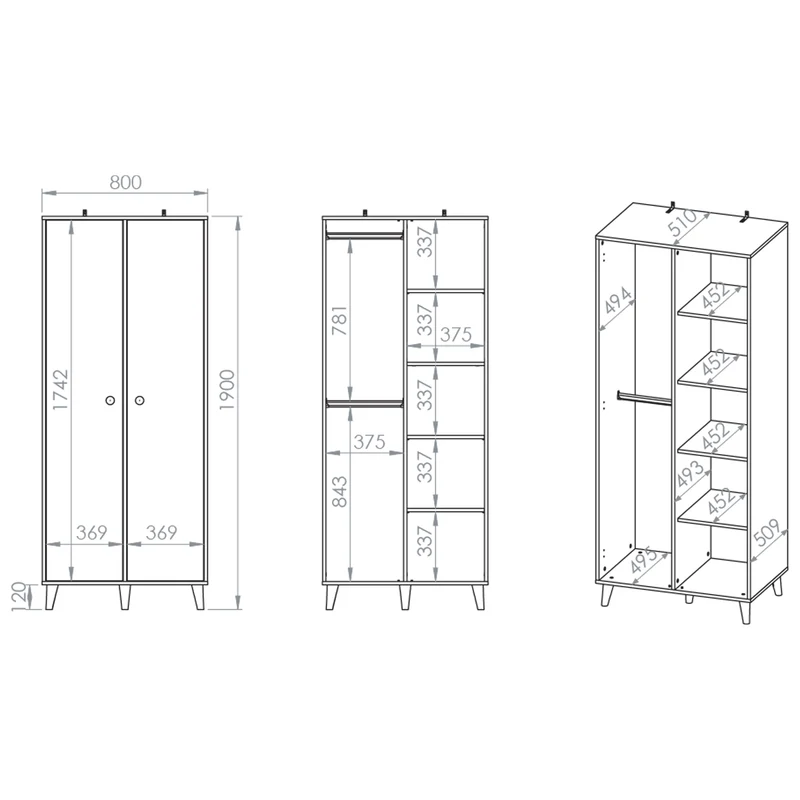 Armoire 2 portes Alycia Beige et Rose