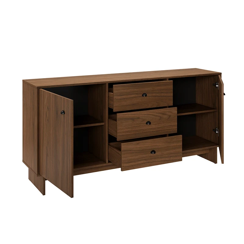 Buffet 2 portes 3 tiroirs Riyo Bois foncé