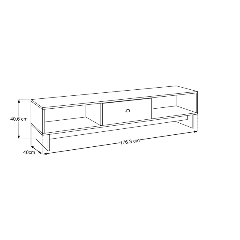 Meuble TV 1 tiroir 176 cm Riyo Bois foncé