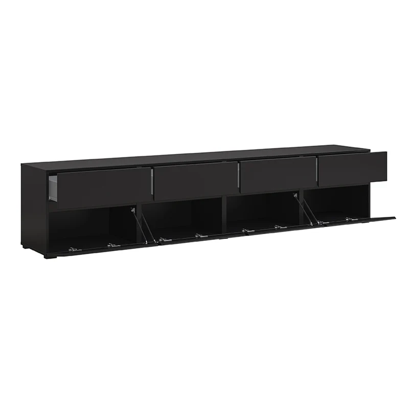 Meuble TV 4 portes 225 cm Lilia Noir