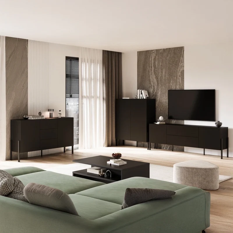 Buffet haut 2 portes Bérénice Noir