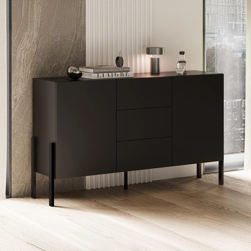 Buffet 2 portes 3 tiroirs Bérénice Noir