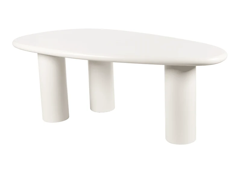 Table à manger asymétrique blanc 8 personnes 200cm AVELINE