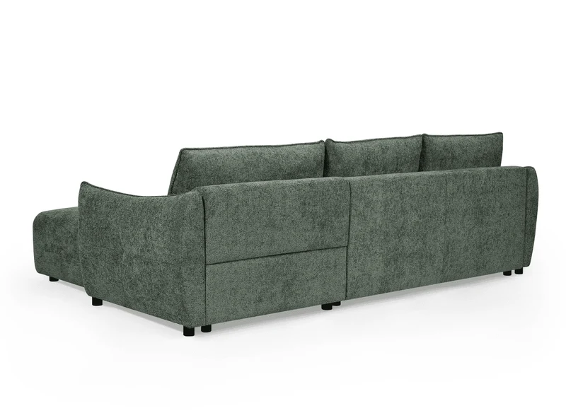 Canapé d'angle convertible et réversible en velours chiné vert olive MYSA