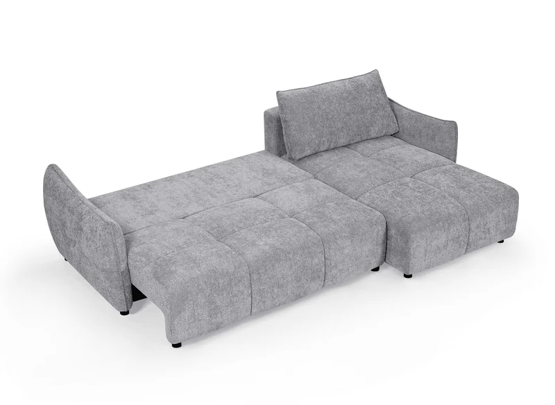 Canapé d'angle convertible et réversible en velours chiné gris MYSA
