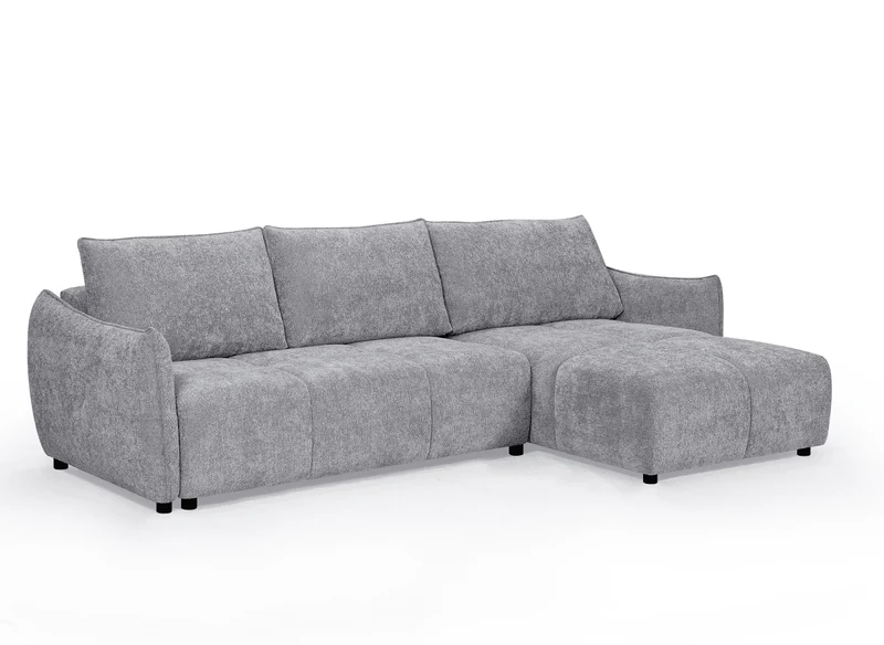 Canapé d'angle convertible et réversible en velours chiné gris MYSA