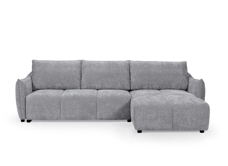Canapé d'angle convertible et réversible en velours chiné gris MYSA