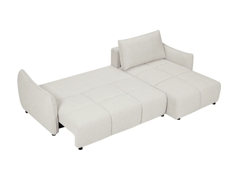 Canapé d'angle convertible et réversible en velours chiné beige MYSA