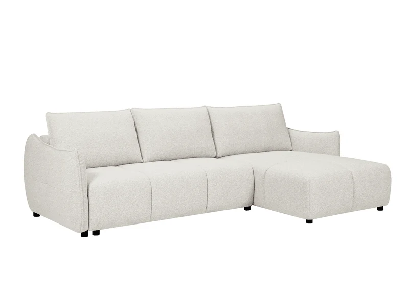 Canapé d'angle convertible et réversible en velours chiné beige MYSA