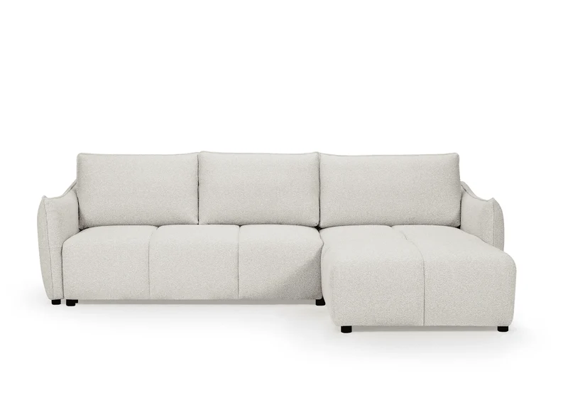 Canapé d'angle convertible et réversible en velours chiné beige MYSA