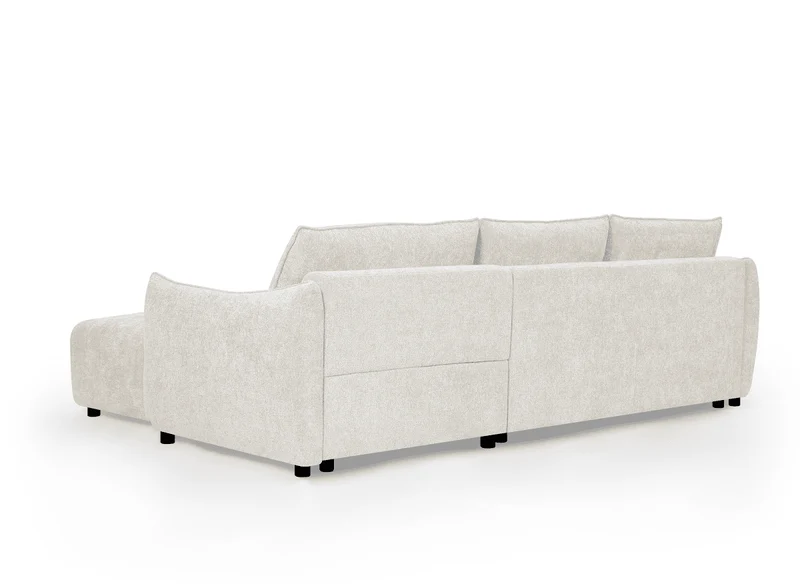 Canapé d'angle convertible et réversible en velours chiné beige MYSA