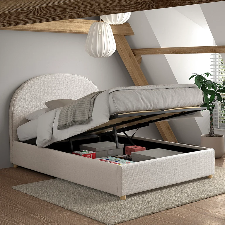 Lit coffre 140x200 sommier inclus Vipack Moon Blanc