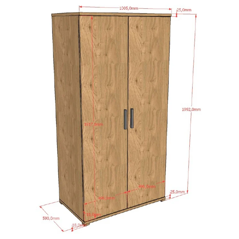 Armoire 2 portes Vipack Sam Bois