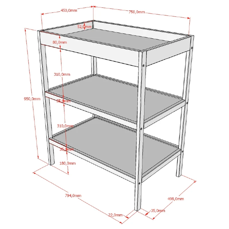Lit évolutif 70x140 et Table à langer Vipack Meryl Blanc
