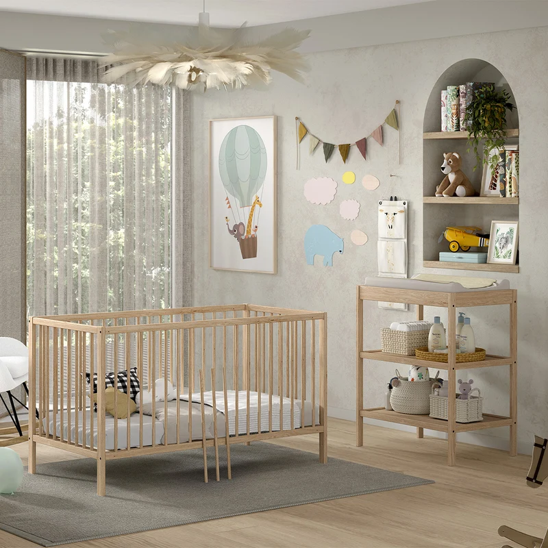 Lit évolutif 70x140 et Table à langer Vipack Meryl Bois