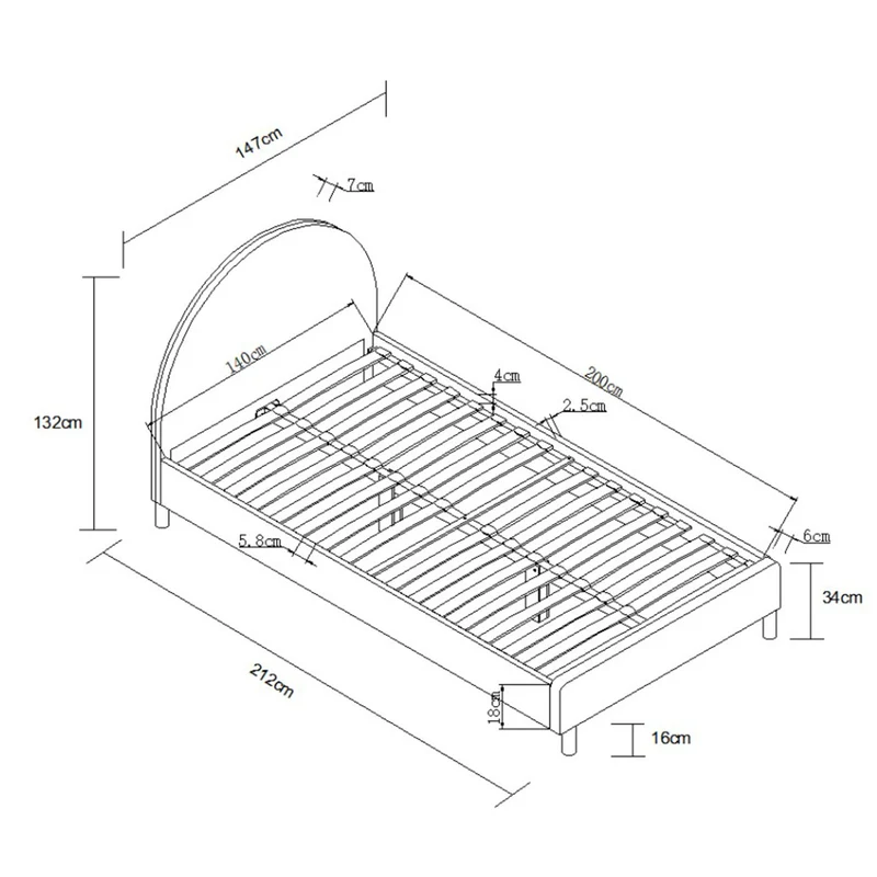 Lit 140x200 sommier inclus Vipack Moon Blanc