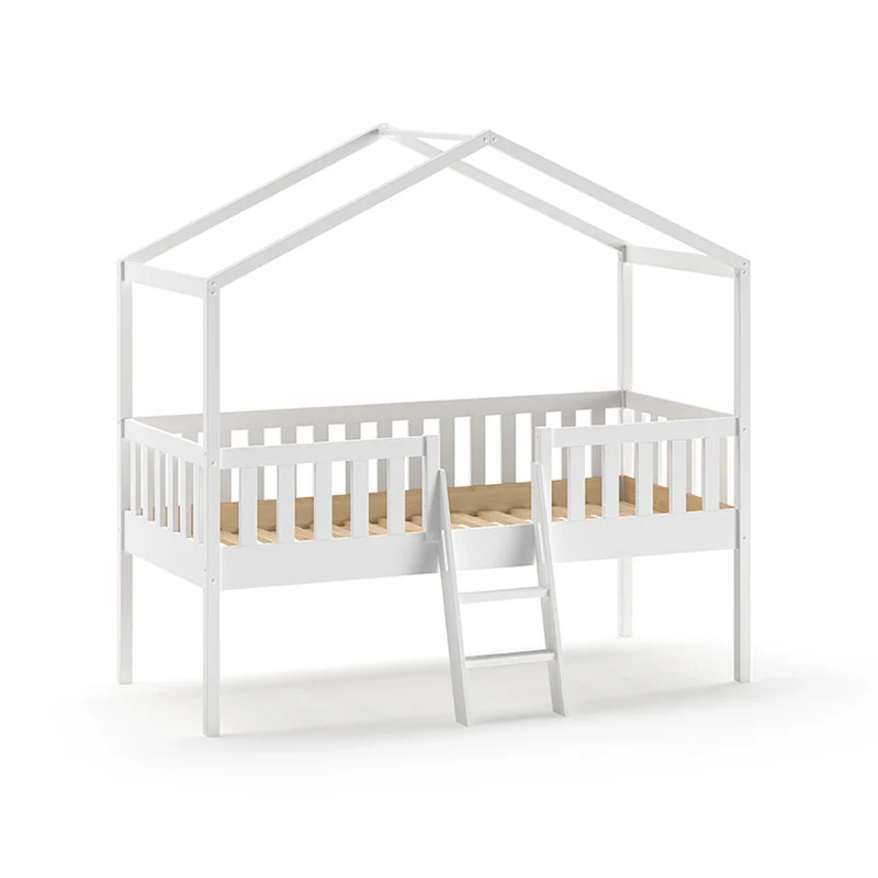 Lit cabane 90x200 sommier inclus Vipack Dallas Blanc