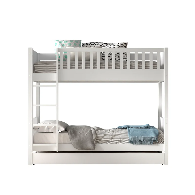 Lit superposé 90x200 sommiers et tiroir inclus Vipack Scott Blanc