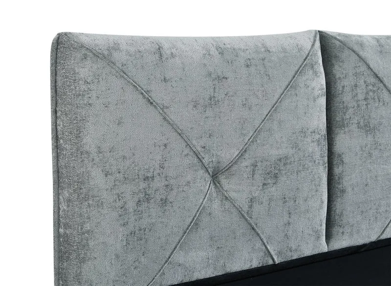 Lit coffre en tissu bouclette doux gris 180x200 cm NOAH