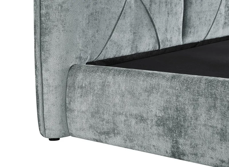 Lit coffre en tissu bouclette doux gris 180x200 cm NOAH
