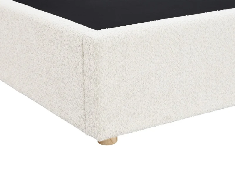 Lit coffre en tissu bouclette beige 180x200 cm ZELIA