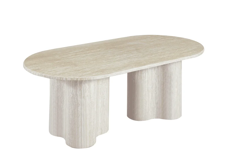 Table basse en marbre composite beige pieds forme organique VANINA