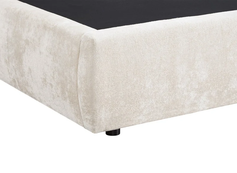 Lit coffre en tissu bouclette doux beige 140x190 cm NOAH