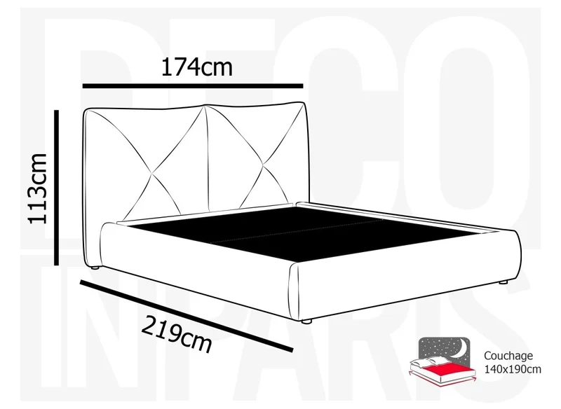 Lit coffre en tissu bouclette doux beige 140x190 cm NOAH