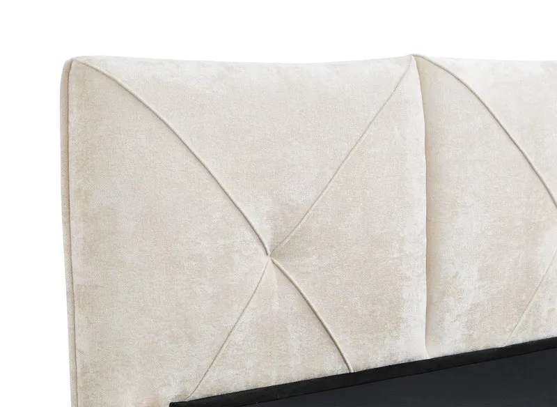Lit coffre en tissu bouclette doux beige 180x200 cm NOAH