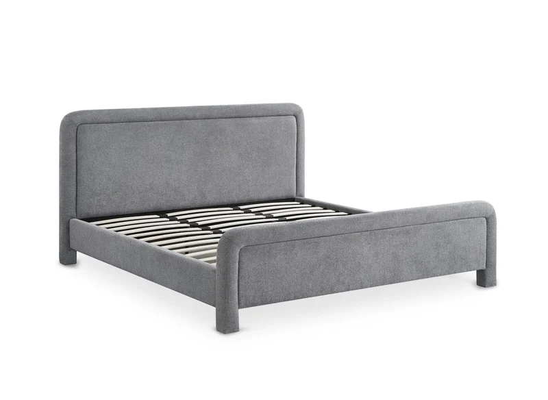 Lit double en tissu doux gris 180 x200 cm ANELA