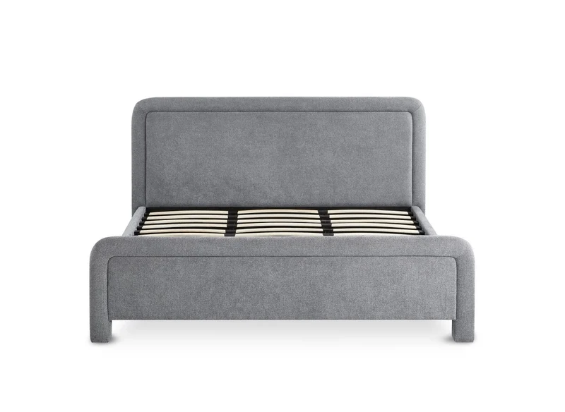 Lit double en tissu doux gris 180 x200 cm ANELA