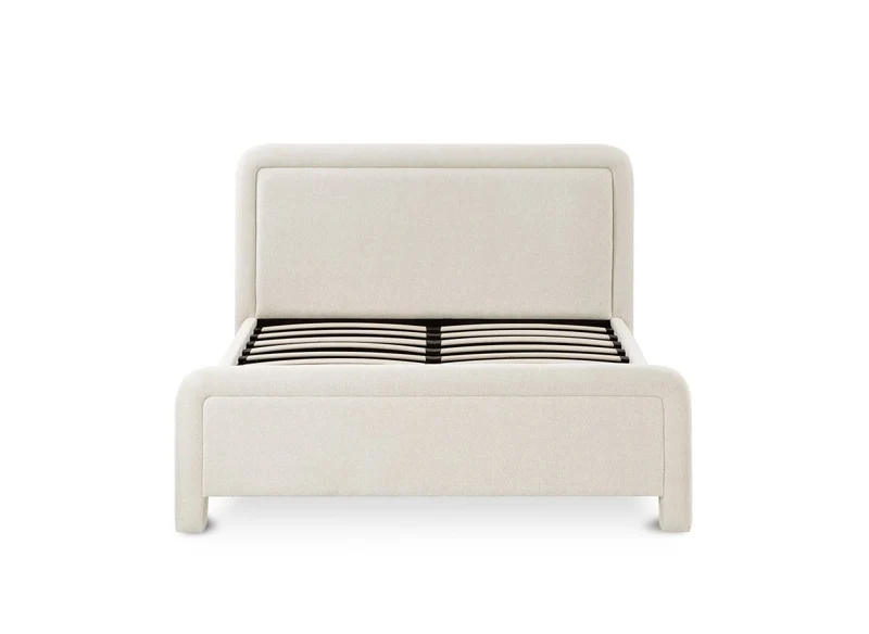 Lit double en tissu doux beige 140 x190 cm ANELA